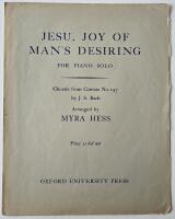 Jesu, joy of man's desiring &ndash; for piano solo, chorale from cantata no. 147
