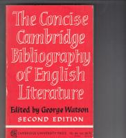 THE CONCISE CAMBRIDGE BIBLIOGRAPHY OF ENGLISH LITERATURE