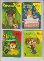 fyra st fr&aring;n JOHN BLUND BIBLIOTEKET SKOGSVAKTARENS LILLA MUS-RAPUNSEL-PRINSESSAN P&Aring; &Auml;RTEN-SIMBO DET LILLA LEJONET