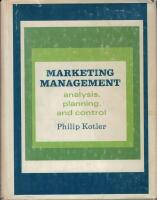 Marketing management: analysis, planning, and control