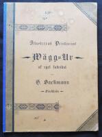 Illustrerad Priskurant &aring; W&auml;gg-Ur af eget fabrikat fr&aring;n H. Sackmann Stockholm