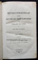 Minnes-Anteckningar under 1813 och 1814 &aring;rens kampagner uti Tyskland och Norge, Jemte till&auml;gg, innefattande kort &ouml;fversigt af svenska arm&eacute;ens verksamhet i f&auml;ltt&aring;gen uti Tyskland och Norge 1813 och 1814. Med 14 f&auml;rglagda Planscher och 3 Planchartor.