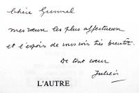 L'Autre. Sign&eacute; de Julien Green