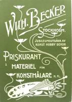  Wilh. Becker, Stockholm. Jubileumsutg&aring;va av konst hobby dekor. Priskurant &aring; materiel f&ouml;r konstm&aring;lare m. fl.