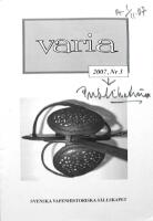 Varia nr 3, 2007. Svenska Vapenhistoriska S&auml;llskapet