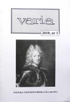 Varia nr 1, 2010. Svenska Vapenhistoriska S&auml;llskapet
