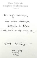 Strophen f&uuml;r &uuml;bermorgen. Gedichte [signiert!]