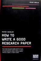 How to write a good research paper