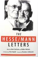The Hesse-Mann Letters: The Correspondence of Hermann Hesse and Thomas Mann 1910-1955