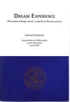 Dream Experience. Phenomenology meets Cognitive Neuroscience
