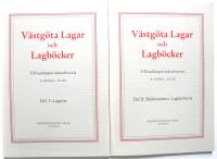 V&auml;stg&ouml;ta lagar och lagb&ouml;cker. Till landskapets kulturhistoria. Del. I: Lagarna. Del II: Bj&auml;rk&ouml;ar&auml;tten. Lagb&ouml;ckerna. Tv&aring; volymer. KOMPLETT