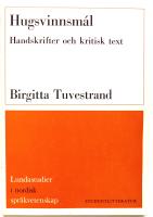 Hugsvinnsm&aacute;l : handskrifter och kritisk text