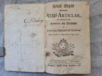 Kongl. maj:ts f&ouml;rnyade krigs-articlar, til efterr&auml;ttelse f&ouml;r arm&eacute;en och flottorne i Swerige, Finland och Pomern. Gifne Stockholms slott den 6 maji 1795. Cum gratia & privilegio s:&aelig; r:&aelig; maj:tis. Stockholm, tryckt i kongl. tryckeriet, 1795 