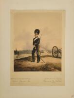 Soldat ur Svea artilleriregemente ur S&auml;mtliche Truppen von Europa in characteristischen Gruppen dargestellt, entworfen und nach dem Leben gezeichnet