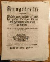 F&ouml;rbud emot inf&ouml;rsel af utrikes grofwa Kardor och Skrubbor samt Bonde Kardor. Stockholm 18 april 1746