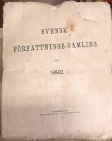 Svensk F&ouml;rfattningssamling med Bihang 1892