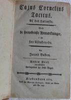 Cajus Cornelius Tacitus. Af det Latinske. Med de forn&oslash;denste Anm&aelig;rkninger, i s&aelig;r for Ustuderede. ANDEL DEEL: Indeholder Aarb&oslash;gernes sex sidste B&oslash;ger (Del 2 av 3)