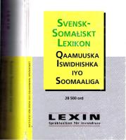 Svensk-Somaliskt lexikon / Qaamuuska Iswidhishka iyo Soomaaliga