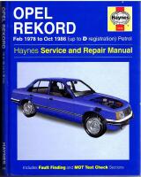 Opel Rekord Feb 1978 to okt 1986 Petrol