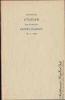 Studier till&auml;gnade Henry Olsson 18/4/ 1956