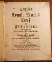 Samling af Kongl. Maj:ts Bref Och F&ouml;rklaringar, Hwilka till Swar P&aring; inkomna F&ouml;rfr&aring;gningar Om Lagens r&auml;tta F&ouml;rst&aring;nd, Utf&auml;rdade blifwit, Fr&aring;n 1760 &aring;rs b&ouml;rjan til och med 1766 &aring;rs slut;