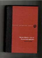 Operant Behavior: Areas of Research and Application