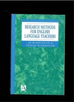 RESEARCH METHODS FOR ENGLISH LANGUAGE TEACHERS