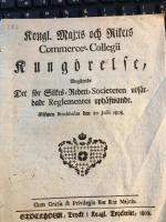 Kong. Maj:ts och Rikets Commerce-collegii kung&ouml;relse ang&aring;ende det f&ouml;r Silkes-Rederi-Societeten utf&auml;rdade reglementes upph&auml;fwande . Gifwen Stockholm den 20 julii 1808