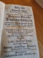 S&auml;kra r&ouml;n och p&aring;liteliga medel til w&auml;lm&aring;go och f&ouml;rm&ouml;genhet, eller Den igenom m&aring;nga &aring;rs egna f&ouml;rs&ouml;k f&ouml;rfarna swenska landthush&aring;llaren, uti hwilken tilk&auml;nna gifwes det f&ouml;rn&auml;msta som en landtman b&ouml;r weta och f&ouml;rst&aring;, til en indr&auml;gtig landthush&aring;llnings inr&auml;ttande och w&aring;rdande: besynnerligen en nog gagnande f&aring;resk&ouml;tsel, som ej allenast gifwer ren och fin ull, utan aldeles bewarar f&aring;ren f&ouml;r skadeliga siukdomar, och h&auml;mmar den f&ouml;rderfweliga f&aring;re-d&ouml;den: med mycket annat som h&auml;rtil dags warit allm&auml;nheten obekant