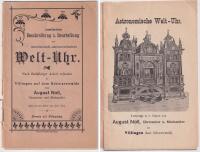 Ausf&uuml;hrliche Beschreibung u. Beurteilung der mechanisch-astronomischen Welt-Uhr. Nach f&uuml;nfj&auml;hriger Arbeit vollendet in Villingen auf dem Schwarzwalde von August Noll. mit einem Bild von der Uhr.