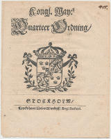 Kongl. may:tz quarteer-ordning.