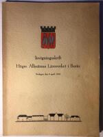 Invigningsskrift. H&ouml;re Allm&auml;nna L&auml;roverket i Bor&aring;s. L&ouml;rdagen den 9 april 1949.