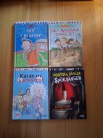 1) Kalas och katastrof, 2) Ny i klassen, 3) Det magiska sv&auml;rdet, 4) Mystiska skolan Sp&ouml;ks&aring;ngen