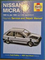 Nissan Micra service and repair manual : models covered: Nissan Micra (K10 series) Hatchbacks, including special/limited edition models 988 cc & 1235 cc 8-valve engines : [1983 to Jan 1993 (up to K registration)]