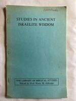 Studies in Ancient Israelite Wisdom