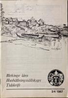 Blekinge l&auml;ns Hush&aring;llningss&auml;llskaps Tidskrift Nr 3/4 1987