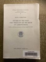 Studies in the Text and Theology of the Book of Lamentations. With a Critical Edition of the Peshitta Text.