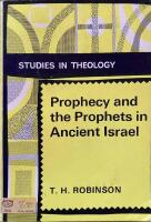 Prophecy and the Prophets in Ancient Israel