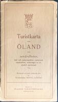 Turistkarta &ouml;ver &Ouml;land och Borgholm med badplatser, hotell och pensionat, serveringar m.m. s&auml;rskilt markerade.