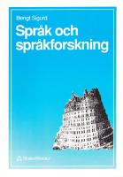 Spr&aring;k och spr&aring;kforskning