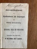 Interrims- Reglemente för Tjenstemännen och Betjeningen wid Köping-Hult Jernväg. Provisional Rules and Regulations for Officers and Servants of the Köping-Hult Railway.