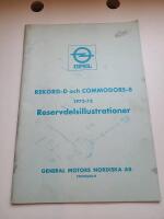 Opel, rekord-D och Commondore-B 1972-75 Reservdelsilustrationer