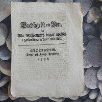 Tacks&auml;gelse och b&ouml;n, at alla midsommars dagar upl&auml;sas i f&ouml;rsamlingarne &ouml;fwer hela riket.