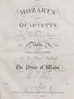 Collection of early/first editions of famous string quartets, bound in 4 half leather volumes (one for each instrument) : Haydn Op. 76 and Op. 77, Mozart Quartets, Mozart Fugha, Ries Op. 70  