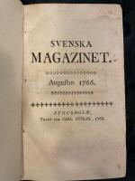 Fem skrifter bundna i samma band : 1. Svenska Magazinet Augusti - Oktober 1766. 2. N&aring;gra tankar om s&auml;ttet at upr&auml;tta och bef&auml;sta den urgamla Franska Monarchien (1799). 3. Hvad r&auml;tt har ett folk att d&ouml;mma en regent? (1809) 4. F&ouml;rs&ouml;k om medlen att i Sverige f&ouml;rena laglig frihet med monarkisk regering (1809). 5. Reflexioner &ouml;fwer Sweriges allm&auml;nna hush&aring;llning, samt penninge- och dr&auml;tsel-werk (1793)