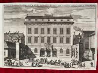 Illustriss:i D:ni Baronis et Regii Marescali N: Tessini Palatium Holmense qua extrorsum arcem Scilicet ac Forum Spectat [Kopparstick fr&aring;n Suecia Antiqua et Hodierna. Den vittber&ouml;mde herr baronen och hovmarskalken N. Tessins palats i Stockholm sett fr&aring;n slottet och torget.]