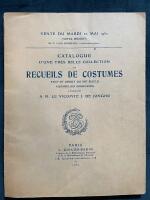 Catalogue d'une tr&egrave;s belle collection de Recueils de Costumes, XVIIIe et d&eacute;but du XIXe si&egrave;cle, aquarelles originales appartenenant &agrave; M. le Vicomte J. de Jonghe. Vente du 20 mai 1930, &agrave; Drouot.
