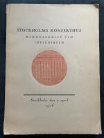  Stockholms Konserthus. Minnesskrift vid invigningen den 7 april 1926