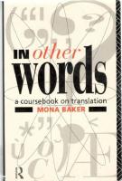 In other words. A coursebook on translation