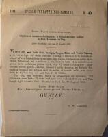 Svensk F&ouml;rfattnings-Samling. 1888. Nr. 40. Kongl. Maj:ts n&aring;diga kung&ouml;relse, ang&aring;ende namnteckningarna &aring; Riksbankens sedlar &agrave; fem kronors val&ouml;r